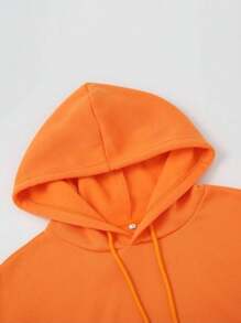 Cold Blouse Unisex Women's And Men's Sweatshirt Hooded Coat Cotton Moleton WITH PRINT - 橘色 - 查看 2