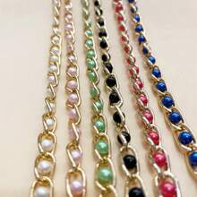1pc Women's Fashion Woven Faux Pearl Waist Chain, Belly Dance Costume Decor Skinny Waist Belt