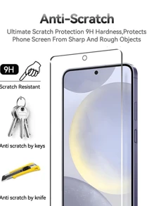 3 piezas de protector de pantalla de vidrio templado transparente de alta definición y resistente a los arañazos compatible con iPhone///Redmi/Moto/OPPO/VIVO/Honor//Infinix/Pixel, regalo para cumpleaños, familia y amigos, accesorios para teléfono, a prueba de agua, a prueba de golpes, antiarañazos y antihuellas dactilares de cobertura completa - Blanco - Ver 2