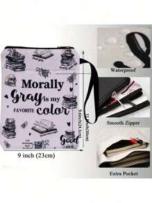 Stylish Zippered Book Cover - Waterproof, Zippered Book Pencil Case White Magic Book Skull Pattern Washable Fabric With Accessory Pockets - Ideal Gift For Readers Back To School,Back To School,School Supplies - Multicolor - View 2