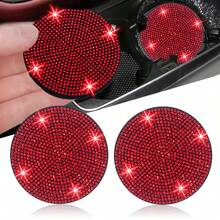2 Packs Bling Car Cup Holder Coaster, 2.75 Inch Anti-Slip Shockproof Universal Fashion Car Coasters Insert Bling Car Accessories For Women
