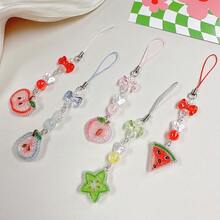 1pc Cute Exquisite Colorful Acrylic Fruit Apple Watermelon Peach Pear Phone Chain - Multicolor - View 11