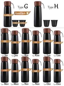 1pc 500ml Water Bottle Vacuum Insulated Stainless Steel Travel Mug, 80ml Tea Espresso Coffee Cups,Stainless Steel Vacuum Cup With Espresso Coffee Double Cups Gift Set,Coffee Cup,A Vacuum Cup Or A Cup, With Various Straps Or Without Straps Optional Back To School