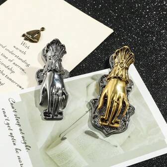 Hand Shaped Book Clip Vintage Gold Metal Book Holder Paper Page Holder Clip 3D Bookmarks Junk Journal Clip Traveler Scrapbook Kit Document Clip Stationery For Students Workbook, School Supplies, Back To School