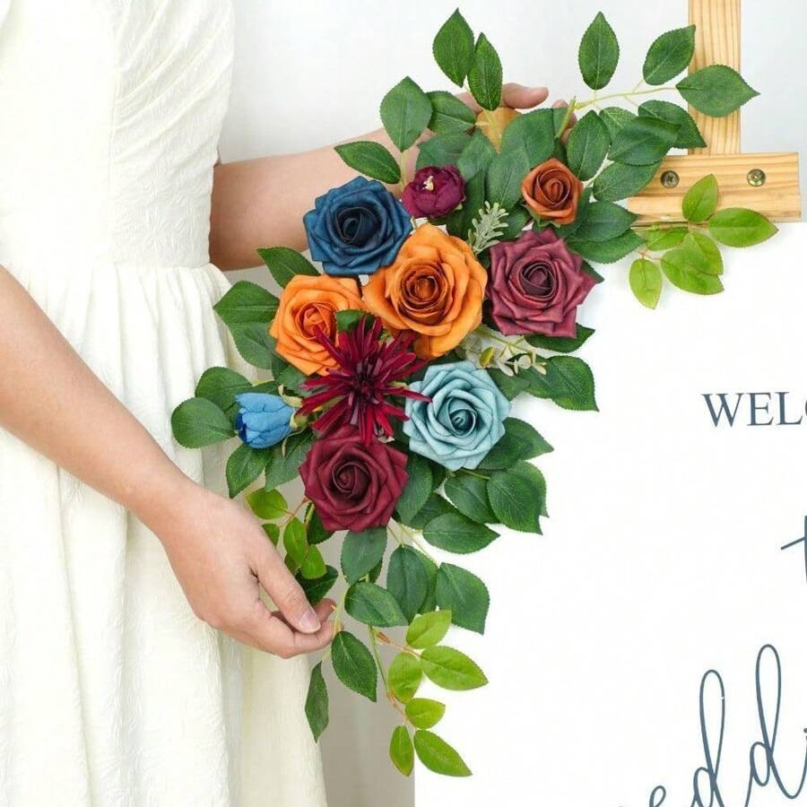 Wedding Arch Flowers Swag Set Of 2, Artificial Flower Swags For Wedding