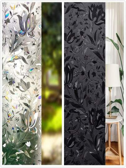 1 Rollo de película decorativa para ventana privada, pegatina de ventana de vidrio esmerilado 3D, bloqueador de rayos UV y control de calor para el hogar, pegatinas, vinilos decorativos para decoración del hogar, artículos de decoración de primavera para renovar tu hogar, pegatinas de decoración de ramas