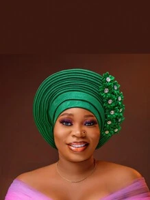 Traditional African & South American Layered Floral Headdress, Nigerian Gele Headwrap, Suitable For Daily Wear, Weddings, Parties, Gatherings, And Ideal Mother's Day Gift