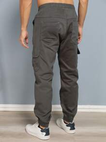 Men's Cargo Pants WITH Elastic Stitch - 深灰色 - 查看 4