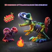 1 pieza Esqueleto articulado de Tiranosaurio Rex impreso en 3D (con tapa de cráneo extraíble), juguete de escritorio de huesos de dinosaurio, decoración de escritorio de colorida/holográfica, pequeño regalo para amigos/compañeros de trabajo, impreso en 3D, juguetes de dinosaurios, juguetes impresos en 3D - Multicolor - Ver 4
