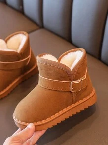 2025 新款男童防滑防水毛绒内衬厚雪地靴，注意：鞋子比正常尺码小 1 码 - 棕色 - 查看 5