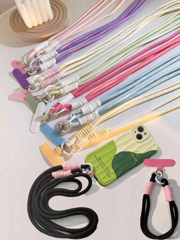 Dopamine Theme Adjustable Detachable Lanyard, Phone Holder, Key Chain, 2-In-1 Design, Unisex