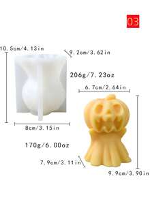 Molde de silicona con forma de fantasma y calabaza para vela de cera y figurita de yeso DIY de Halloween - Multicolor - Ver 4