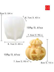 Molde de silicona con forma de fantasma y calabaza para vela de cera y figurita de yeso DIY de Halloween - Multicolor - Ver 2