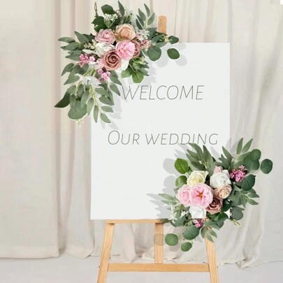 Lingqing Decoration Wedding Arch Flowers Swag Set Of 2, Artificial Flower Swags For Wedding Arch Welcome Sign Flower Decor Decoration, Artificial Floral Swags For Reception Backdrop Floral Arrangements, Valentine Day, Gift Gifts Birthday Graduation