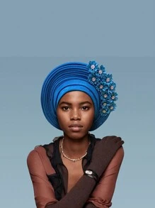 Traditional African & South American Layered Floral Headdress, Nigerian Gele Headwrap, Suitable For Daily Wear, Weddings, Parties, Gatherings, And Ideal Mother's Day Gift