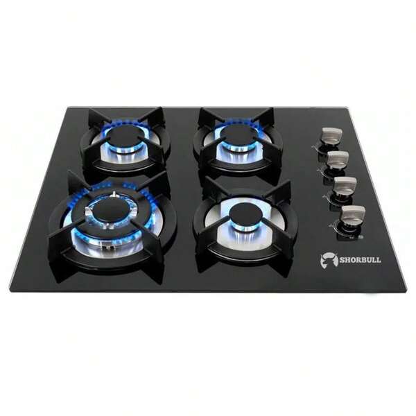 Parrilla Estufa 4 Quemadores Gas Vidrio Templado Shorbull