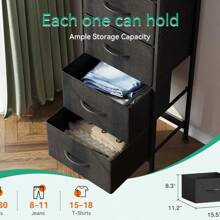 AODK Dresser For Bedroom With 5 Storage Drawers, 31" Small Dresser Chest Of Drawers Fabric Dresser With Sturdy Steel Frame, Black - màu đen - Xem 4