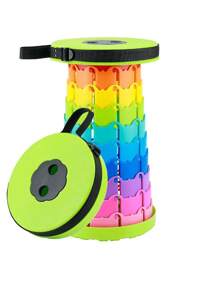 Taburete retráctil portátil, silla plegable para acampar, muebles de exterior, taburete telescópico de arcoíris, asiento de pesca de viaje - Multicolor - Ver 5