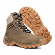 Men's Rappel Trail Boot Mid-Calf Combat Boots Leather Lace-Up Round Toe Blacqued Sole Gel Insole - Marrón Mocha - Ver 1