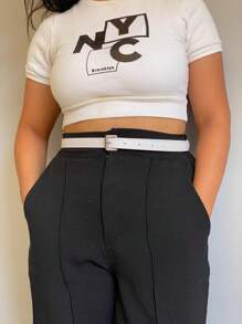 Kit 4 Women's Belts Metallic Roller Buckle In Minimalist Synthetic Leather - 套件 4 腰帶 - 查看 4