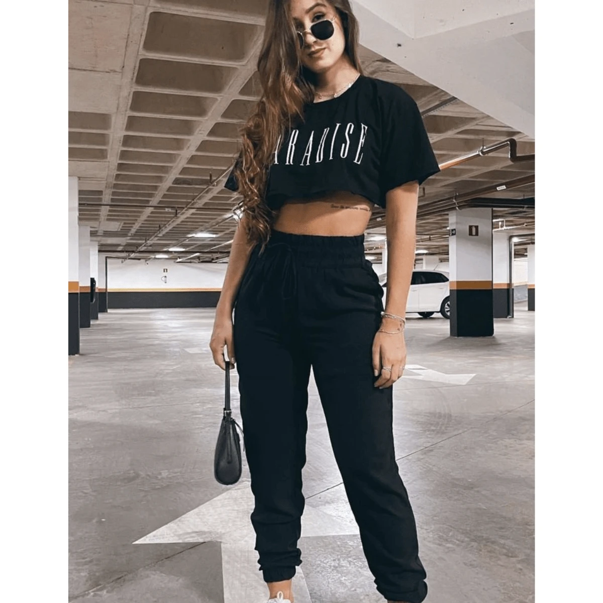 Women's High Waist Flared Pantaloon Pants With Winter Pocket - 黑色 - 查看 1