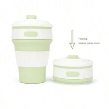 1 pieza 350ML Vaso de agua plegable resistente al calor de silicona, vaso retráctil apto para microondas, taza de viaje irrompible para exteriores - Multicolor - Ver 6
