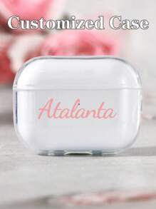 Custom Made Personalized Fashion TPU Bluetooth Earphone Protective Case With Letter/Name/Blessing Text For Apple 1/2/3, Unisex Design - Clear - View 1