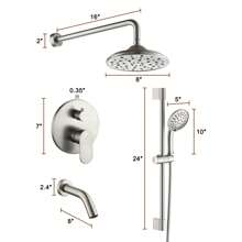 MONDAWE 8 Inch 3-Functions Wall Mounted Rainfall Shower Body Round Top Spray System With Handheld