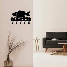 1pc Stable Key Metal Holder, Cute Fish Key Storage Rack With Hooks, Key Holder Space Saving Storage Organizer For Kitchen Bathroom Bedroom - Multicolor - View 4