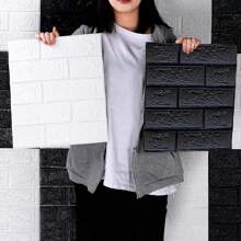 1 件/10 件/40 件 3D 立体砖墙贴纸，自粘泡沫墙纸，适用于家庭卧室装饰背景，防水/防潮/防污/防撞贴纸，16 种颜色可选 - 彩色 - 查看 5