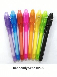 1pc/2pcs/4pcs/8pcs Invisible Fluorescent Pen, Students Marker Glow In The Dark Invisible Pen, LED Light Magic Toy Multi-Function Pen, Ultraviolet Disappearing Invisible Pen - Random Color - View 11