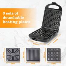 3-In-1 Family Toastie Maker Sandwich Toaster, 4 Slice Waffle Maker Panini Press Deep Filled Removable Plates With Non-Stick Coating, 1200W, Auto Temperature Control - Bruno - UK Plug(220-240V) - View 6