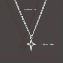 1 件十字星形吊坠项链，适合男士圣诞节新年情人节节日礼物 - 銀色 - 查看 5
