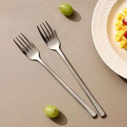 4/6 件套不锈钢韩式餐叉，7.16 英寸长柄叉，优质餐具套装，适用于家庭厨房、餐厅、酒店，镜面抛光，可用洗碗机清洗，学校用品