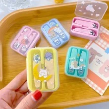 Draagbare nagelknipper en nagelknipper Kleine antislip metalen nagelknipper voor meisjes met cartoon opbergdoosset, geschikt voor kamperen en gezinsgebruik, tas, organizer, opbergruimte