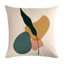 1 件北欧风格艺术极简主义亚麻单面 3D 印花抱枕套，家居装饰靠垫套，45x45 厘米（不含内枕） - 彩色 - 查看 12