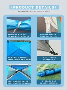 Random Color Foldable Camping Tent For 2 Persons, Lightweight, Sunproof, Waterproof, With Mesh Screen, Storage Bag Included - Multicolor - View 6