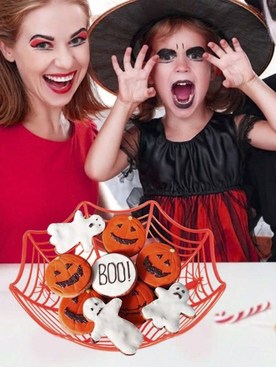 1pc Halloween Spider Decor Fruit Basket, Candy Holder Decorative Basket Home Room Decoration Halloween Party Christmas Gift