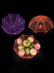 1pc Halloween Spider Decor Fruit Basket, Candy Holder Decorative Basket Home Room Decoration Halloween Party Christmas Gift