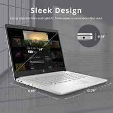 HP Stream 14" HD Laptop, Intel Celeron N4120, 16GB / 8GB RAM, 64GB EMMC, Intel UHD Graphics 600, 1 Year Office 365, HD Camera, Wi-Fi 5, Bluetooth, Fast Charge, Windows 11 S, 32GB Hotface USB Card