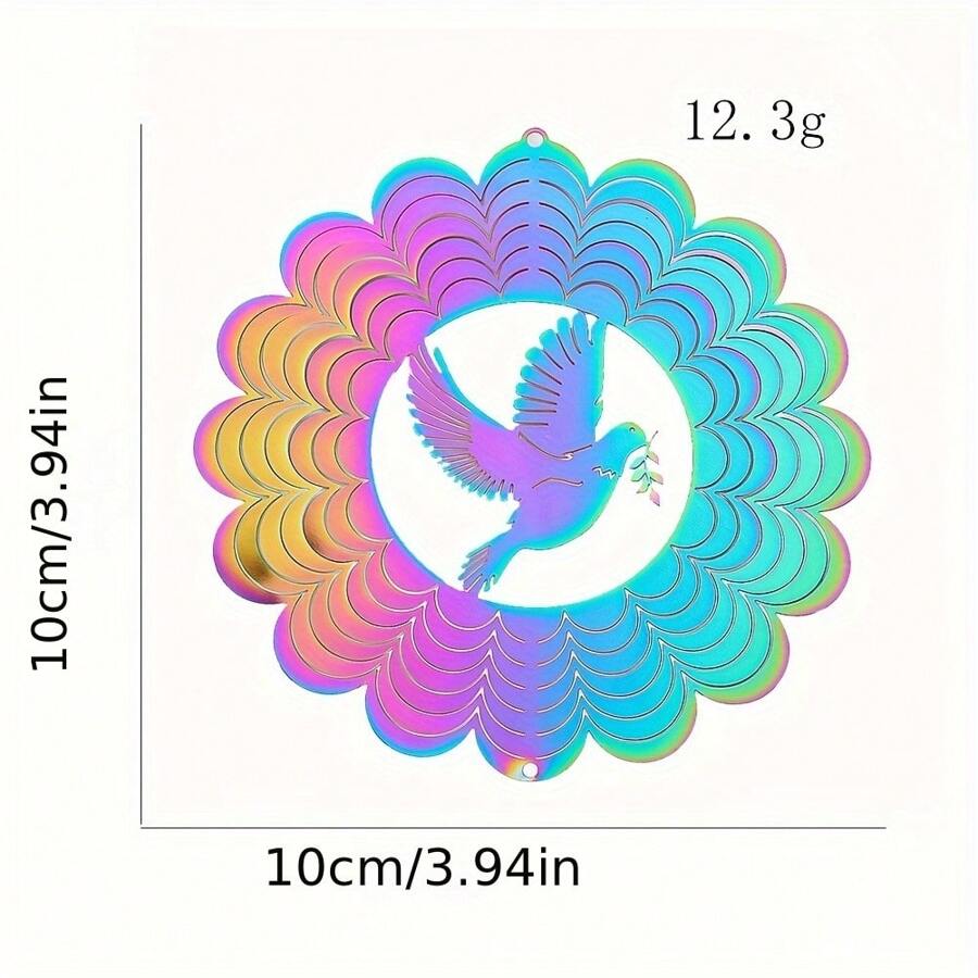 Peace Dove Wind Spinner Hanging Colorful Whirligigs 3D Pigeon Olive