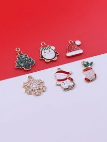 10 件圣诞系列雪人、企鹅、靴子、帽子、雪花、圣诞树形锌合金 DIY 珠宝吊坠、耳环、手链、项链、钥匙扣、手机壳配件 - 聖誕系列吊墜 - 查看 2