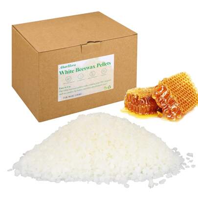 5LB White Beeswax Pellets, Natural Organic Beeswax For Candle Making, Beeswax Pastilles For Skin Care DIY Creams, Lotions, Lip Balm And Soap Making Supplies