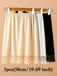 3 Pcs/1 Pc Women's Waist Slimming, Static-Resistant Half Slip Underskirt With Adjustable Elastic Waistband, Multi-Size & Color Options Summer, School Fall, Autumn, Halloween