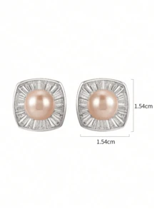 1 对 925 银仿珍珠耳环，奢华珠宝礼物，适合女性、生日、情人节、圣诞节、新年、教师节 - 香檳色 - 查看 4