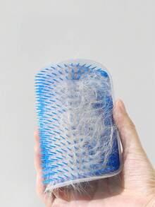 1pc Corner Mounted Cat Grooming Brush With Massage Comb - Durable Self-Grooming Pet Toy For Cats And Small Dogs - Multicolor - View 8