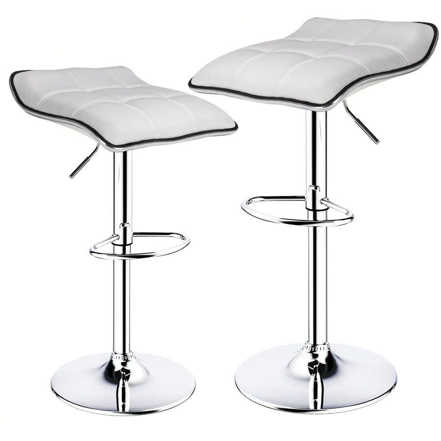 HOMEKOKO Bar Stools Set Of 2, Square Backless Adjustable Bar Stools, Swivel Bar Stool, Barstools