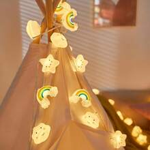 1串10/20颗LED彩虹星空仙女灯串，长度4.92/9.84英尺，适用于婴儿房、派对、家居卧室装饰，电池供电（不含电池），是婴儿派对、家居装饰和礼品的理想之选。 - 彩色 - 查看 9