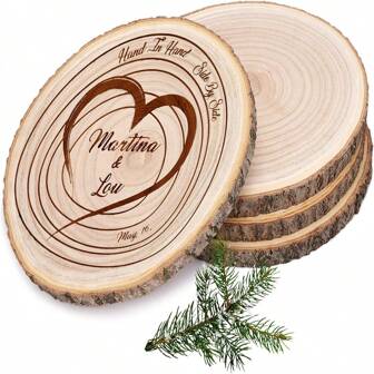 1pc Set Natural Wood Slices 7.8-14 Inches Round Wooden Discs For DIY Craft, Painting, Wedding, Party, Christmas Decor