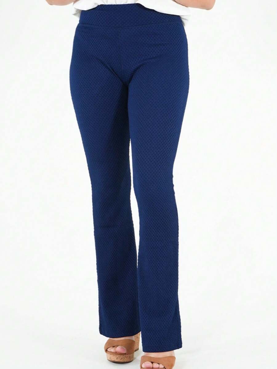 Flare Beehive High Waist Bell Bottom Pants For All Occasions - 藏蓝色 - 查看 1